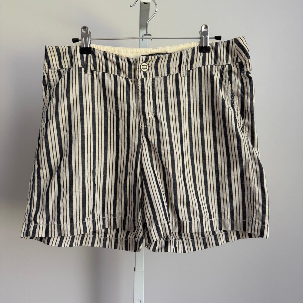 Michael Stars sz‎ M Blue White Stripe 100% Linen Summer Shorts